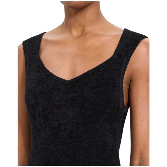 Theory NWT Micro Velvet Sleeveless Mini Dress Black Size P / XS Sheath V-Neck - Picture 3 of 12